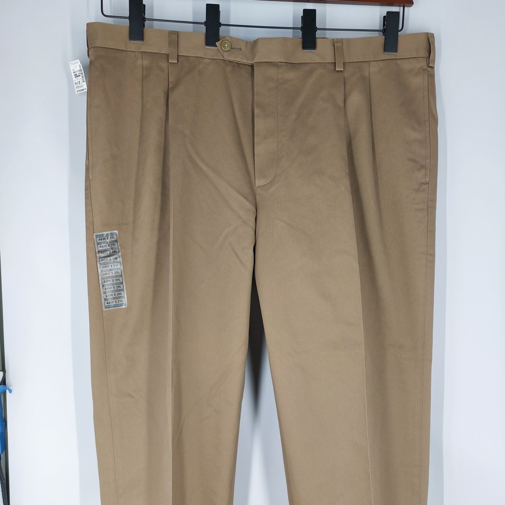 New JOS A BANK Mens 44x29 Travelers Twill Pants‎ Mushroom Brown Wrinkle Free - Picture 2 of 10